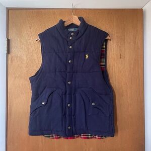 Ralph Lauren Dark Blue Quilted Vest with Gold Logo